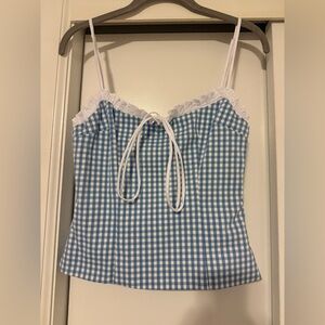 Zara Blue and White Ruffled Dress